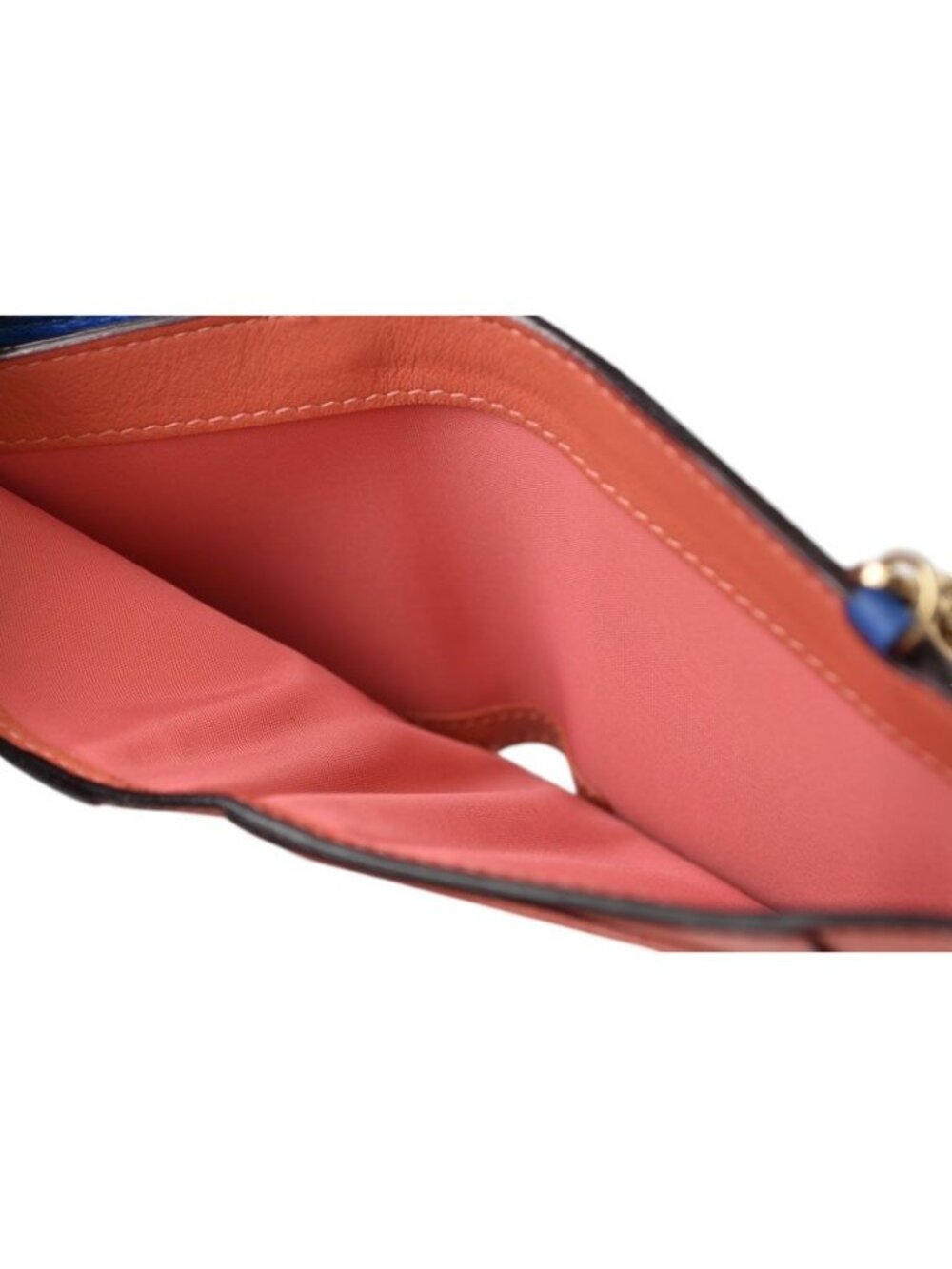 Dior Wallet Trifold Vintage Mini Diorissimo Bicolor Blue Coral Pink Charm - Picture 6 of 16